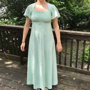 Mint Green Striped Vintage Disco Maxi Dress
